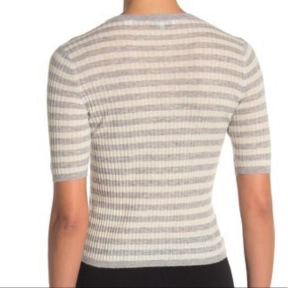 Vince. NWT Striped Short Sleeve Cashmere Blend Knit Top Size Small - Picture 2 of 6